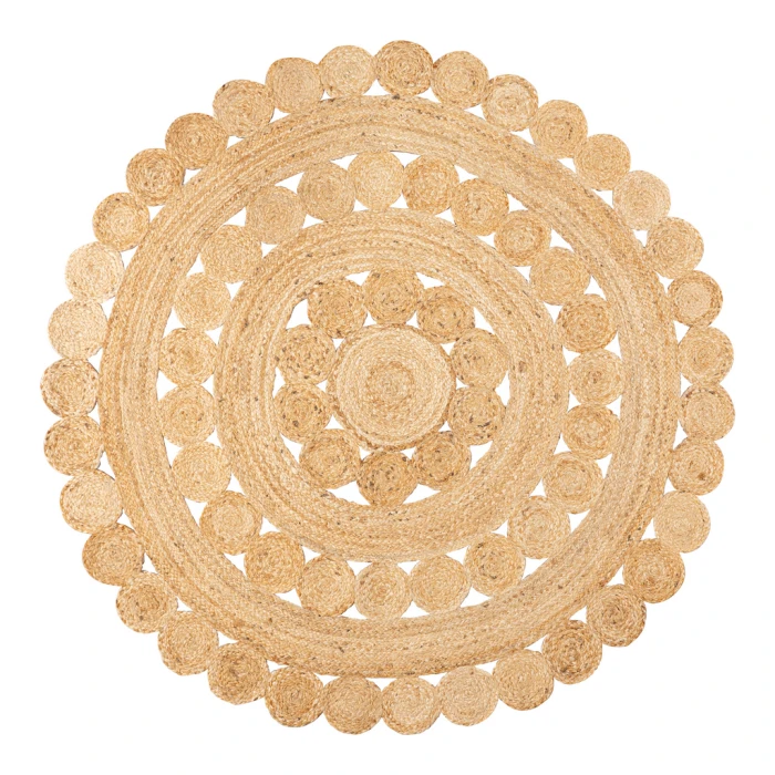 Daisy Hippy Jute Medallion Circle Natural 4' Round Area Rug