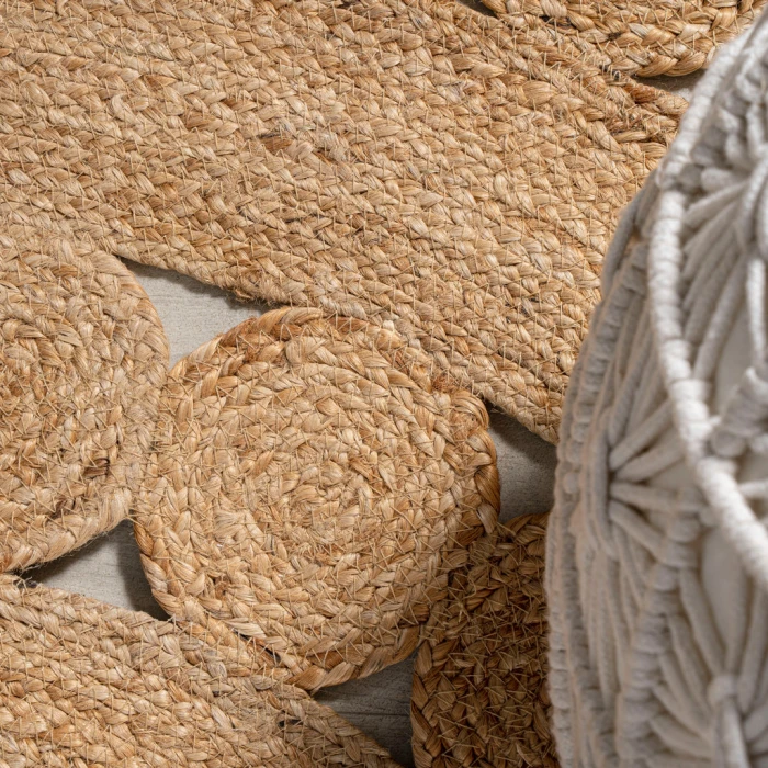 Daisy Hippy Jute Medallion Circle Natural 4' Round Area Rug