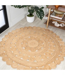 Jonathany Ansa Collection RNF114A Natural Area Rug 4 ft. 1 in. X 4 ft. 1 in. Round