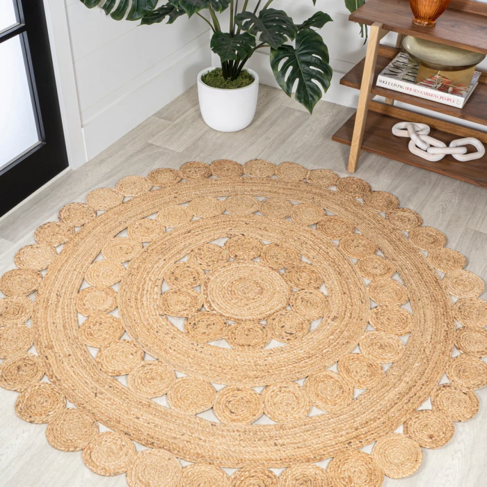 Daisy Hippy Jute Medallion Circle Natural 4' Round Area Rug