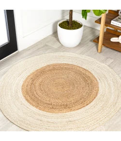 Jonathany Ansa Collection RNF115A Cream/Natural Area Rug 4 ft. 1 in. X 4 ft. 1 in. Round