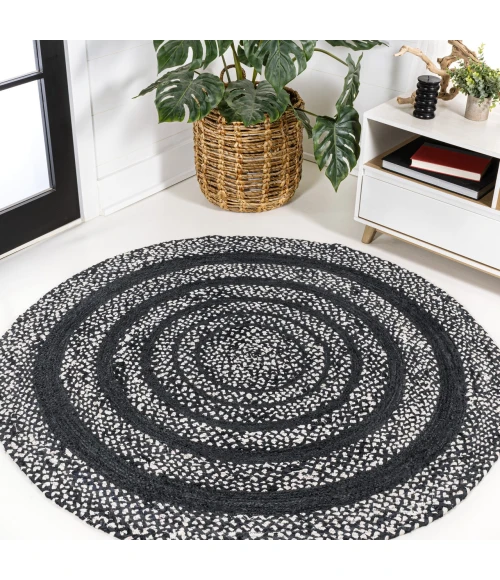 Jonathan Y ANSA COLLECTION Black RNF117C 4ft. Round Rug