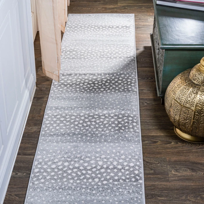 Antelope Modern Animal Light Gray/Cream 2 ft. x 8 ft. Runner Rug