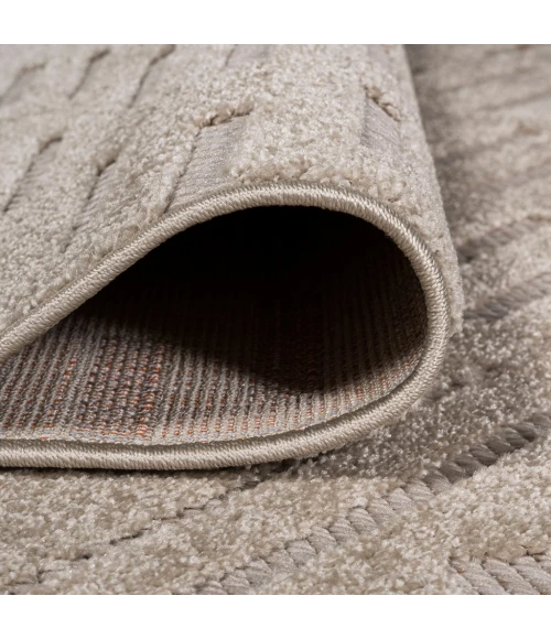 Xlendi High-Low Pile Moroccan Geometric Beige 2 ft. x 10 ft. Indoor/Outdoor Runner Rug