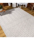 Xlendi High-Low Pile Moroccan Geometric Beige 8 ft. x 10 ft. Indoor/Outdoor Area Rug