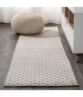 Rabat High-Low Pile Mini-Diamond Trellis Beige 2 ft. x 8 ft. Indoor/Outdoor Runner Rug
