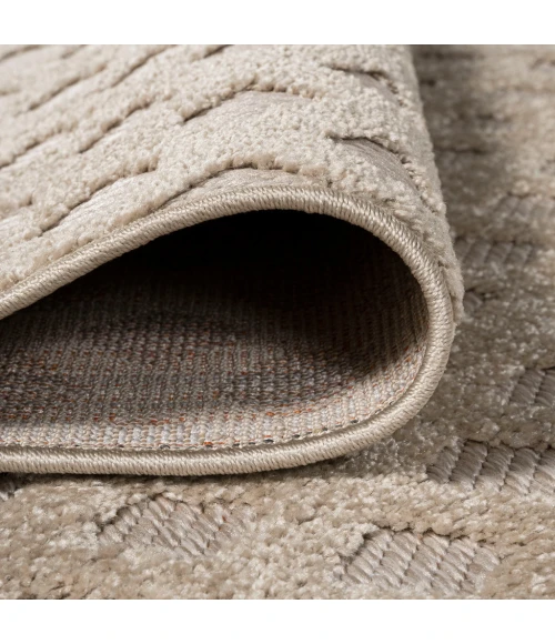 Rabat High-Low Pile Mini-Diamond Trellis Beige 2 ft. x 8 ft. Indoor/Outdoor Runner Rug