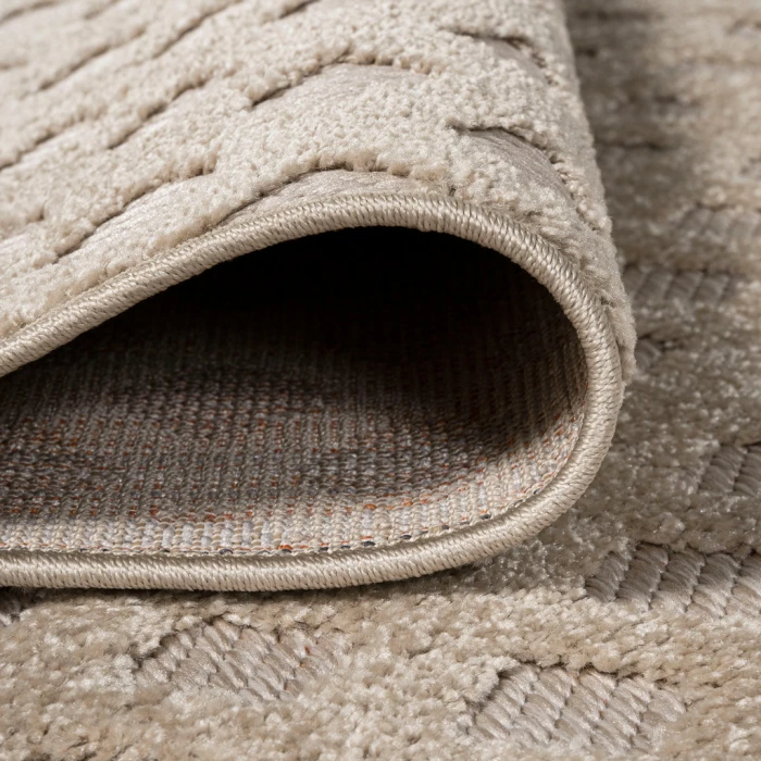 Rabat High-Low Pile Mini-Diamond Trellis Beige 2 ft. x 10 ft. Indoor/Outdoor Runner Rug