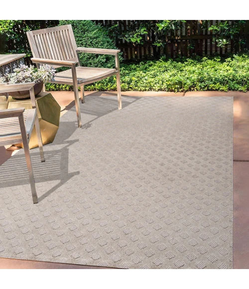 Rabat High-Low Pile Mini-Diamond Trellis Beige 8 ft. x 10 ft. Indoor/Outdoor Area Rug