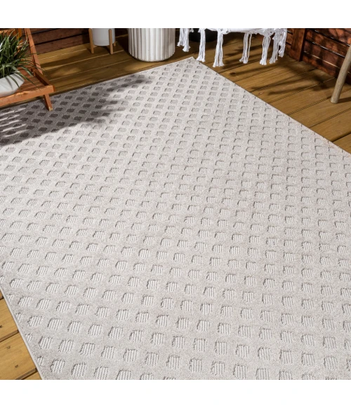 Rabat High-Low Pile Mini-Diamond Trellis Beige 8 ft. x 10 ft. Indoor/Outdoor Area Rug