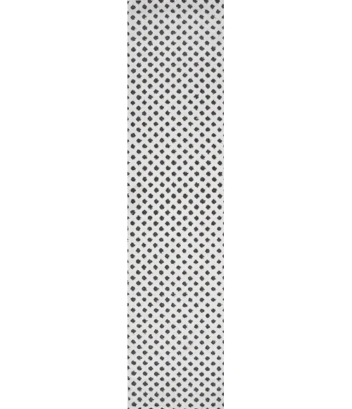 Rabat High-Low Pile Mini-Diamond Trellis White/Black 2 ft. x 8 ft. Indoor/Outdoor Runner Rug