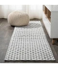 Rabat High-Low Pile Mini-Diamond Trellis White/Black 2 ft. x 8 ft. Indoor/Outdoor Runner Rug