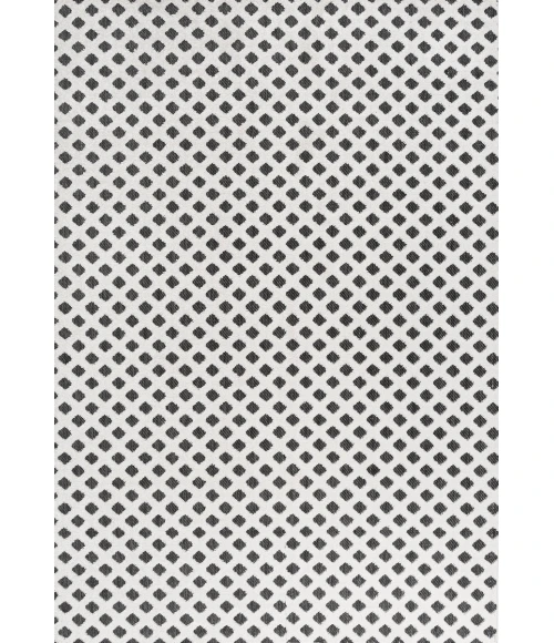 Rabat High-Low Pile Mini-Diamond Trellis White/Black 8 ft. x 10 ft. Indoor/Outdoor Area Rug