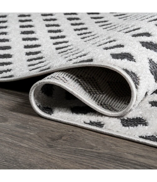 Rabat High-Low Pile Mini-Diamond Trellis White/Black 2 ft. x 8 ft. Indoor/Outdoor Runner Rug