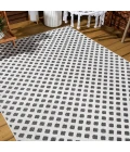 Rabat High-Low Pile Mini-Diamond Trellis White/Black 8 ft. x 10 ft. Indoor/Outdoor Area Rug