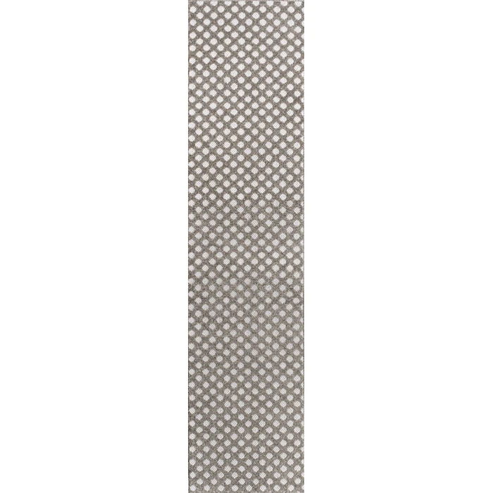 Rabat High-Low Pile Mini-Diamond Trellis Dark Gray/Ivory 2 ft. x 8 ft. Indoor/Outdoor Runner Rug