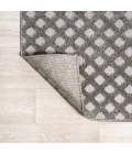 Rabat High-Low Pile Mini-Diamond Trellis Dark Gray/Ivory 2 ft. x 8 ft. Indoor/Outdoor Runner Rug