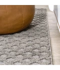 Rabat High-Low Pile Mini-Diamond Trellis Dark Gray/Ivory 2 ft. x 8 ft. Indoor/Outdoor Runner Rug