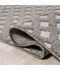 Rabat High-Low Pile Mini-Diamond Trellis Dark Gray/Ivory 2 ft. x 8 ft. Indoor/Outdoor Runner Rug