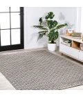 Rabat High-Low Pile Mini-Diamond Trellis Dark Gray/Ivory 8 ft. x 10 ft. Indoor/Outdoor Area Rug