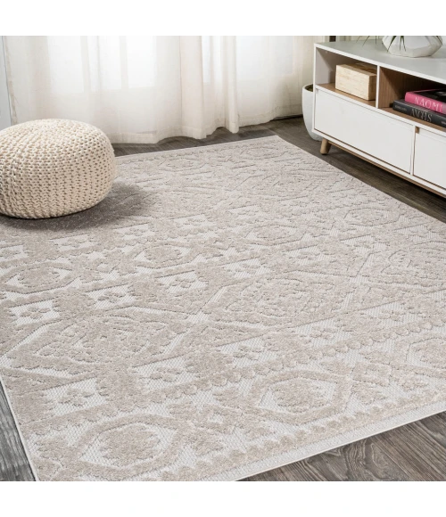 Citta High-Low Pile Mediterranean Tile Beige 8 ft. x 10 ft. Indoor/Outdoor Area Rug