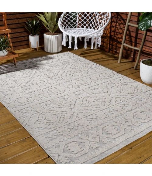 Citta High-Low Pile Mediterranean Tile Beige 8 ft. x 10 ft. Indoor/Outdoor Area Rug