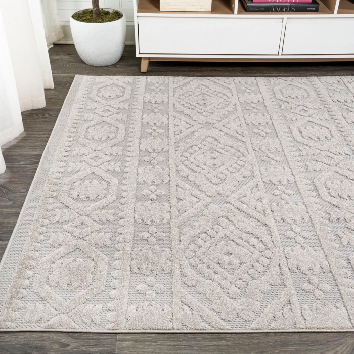 Citta High-Low Pile Mediterranean Tile Beige 3 ft. x 5 ft. Indoor/Outdoor Area Rug