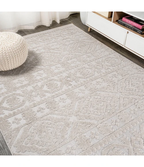 Citta High-Low Pile Mediterranean Tile Beige 8 ft. x 10 ft. Indoor/Outdoor Area Rug