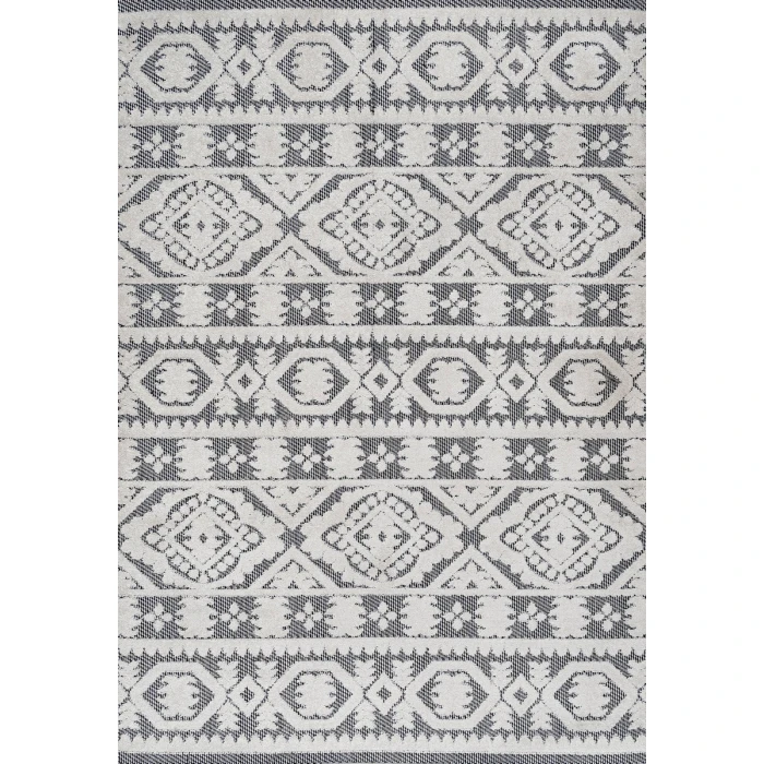 Citta High-Low Pile Mediterranean Tile White/Black 3 ft. x 5 ft. Indoor/Outdoor Area Rug