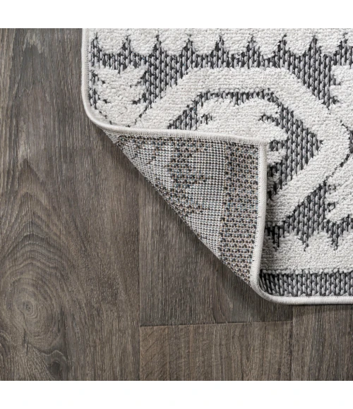 Citta High-Low Pile Mediterranean Tile White/Black 2 ft. x 8 ft. Indoor/Outdoor Runner Rug