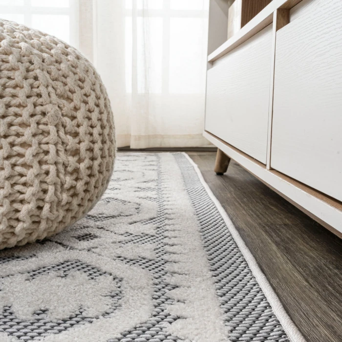 Citta High-Low Pile Mediterranean Tile White/Black 2 ft. x 10 ft. Indoor/Outdoor Runner Rug