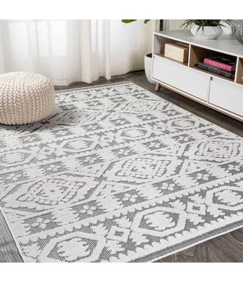 Citta High-Low Pile Mediterranean Tile White/Black 8 ft. x 10 ft. Indoor/Outdoor Area Rug