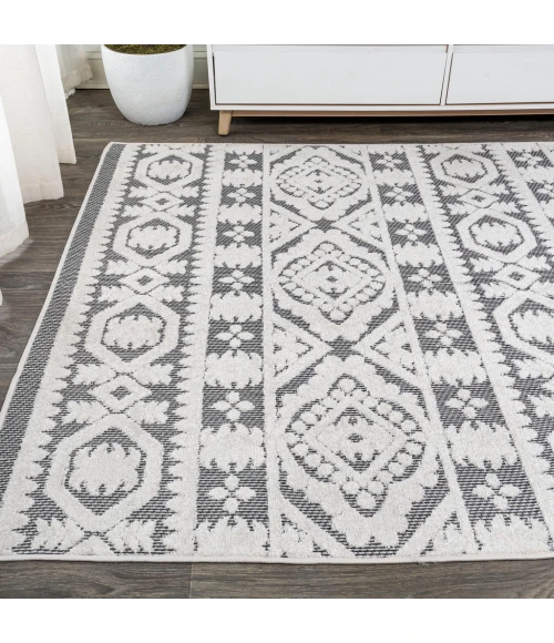 Citta High-Low Pile Mediterranean Tile White/Black 8 ft. x 10 ft. Indoor/Outdoor Area Rug