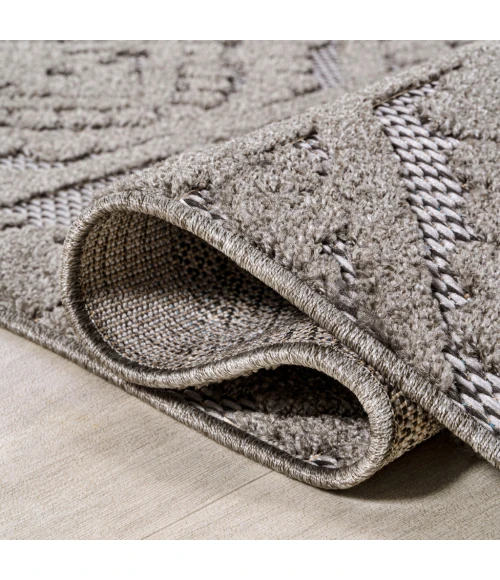 Citta High-Low Pile Mediterranean Tile Dark Gray/Ivory 2 ft. x 8 ft. Indoor/Outdoor Runner Rug