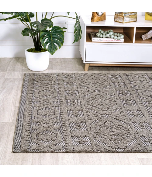 Citta High-Low Pile Mediterranean Tile Dark Gray/Ivory 4 ft. x 6 ft. Indoor/Outdoor Area Rug