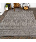 Citta High-Low Pile Mediterranean Tile Dark Gray/Ivory 4 ft. x 6 ft. Indoor/Outdoor Area Rug