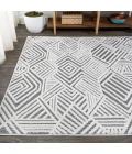 Jordan High-Low Pile Art Deco Geometric White/Black 8 ft. x 10 ft. Indoor/Outdoor Area Rug