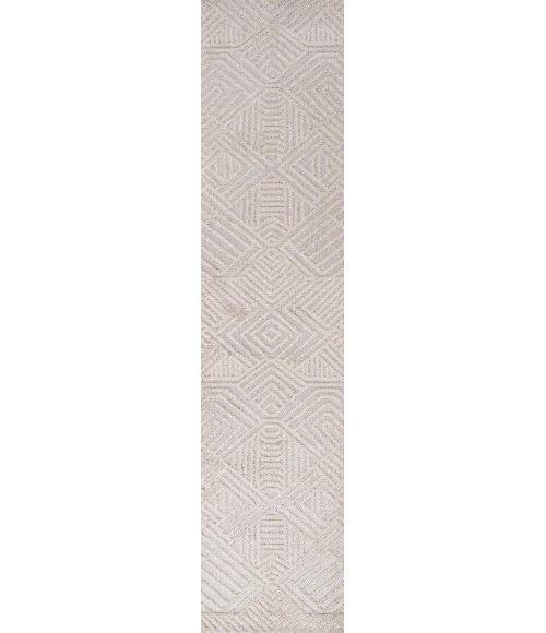 Jordan High-Low Pile Art Deco Geometric Beige 2 ft. x 8 ft. Indoor/Outdoor Runner Rug