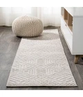 Jordan High-Low Pile Art Deco Geometric Beige 2 ft. x 8 ft. Indoor/Outdoor Runner Rug