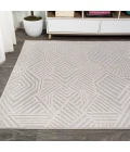 Jordan High-Low Pile Art Deco Geometric Beige 8 ft. x 10 ft. Indoor/Outdoor Area Rug