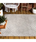 Jordan High-Low Pile Art Deco Geometric Beige 8 ft. x 10 ft. Indoor/Outdoor Area Rug