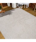 Jordan High-Low Pile Art Deco Geometric Beige 8 ft. x 10 ft. Indoor/Outdoor Area Rug