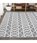 Aylan High-Low Pile Knotted Trellis Geometric Black/Ivory 8 ft. x 10 ft. Indoor/Outdoor Area Rug