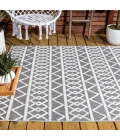 Aylan High-Low Pile Knotted Trellis Geometric Black/Ivory 8 ft. x 10 ft. Indoor/Outdoor Area Rug