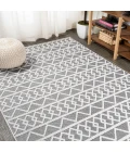 Aylan High-Low Pile Knotted Trellis Geometric Black/Ivory 8 ft. x 10 ft. Indoor/Outdoor Area Rug