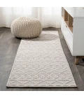 Aylan High-Low Pile Knotted Trellis Geometric Beige 2 ft. x 10 ft. Indoor/Outdoor Runner Rug
