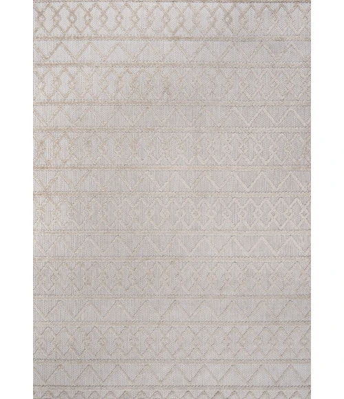 Aylan High-Low Pile Knotted Trellis Geometric Beige 8 ft. x 10 ft. Indoor/Outdoor Area Rug