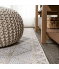 Aylan High-Low Pile Knotted Trellis Geometric Beige 2 ft. x 10 ft. Indoor/Outdoor Runner Rug