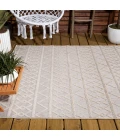 Aylan High-Low Pile Knotted Trellis Geometric Beige 8 ft. x 10 ft. Indoor/Outdoor Area Rug