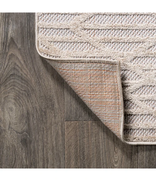 Ararat High-Low Pile Moroccan Diamond Modern Beige 2 ft. x 8 ft. Indoor/Outdoor Runner Rug